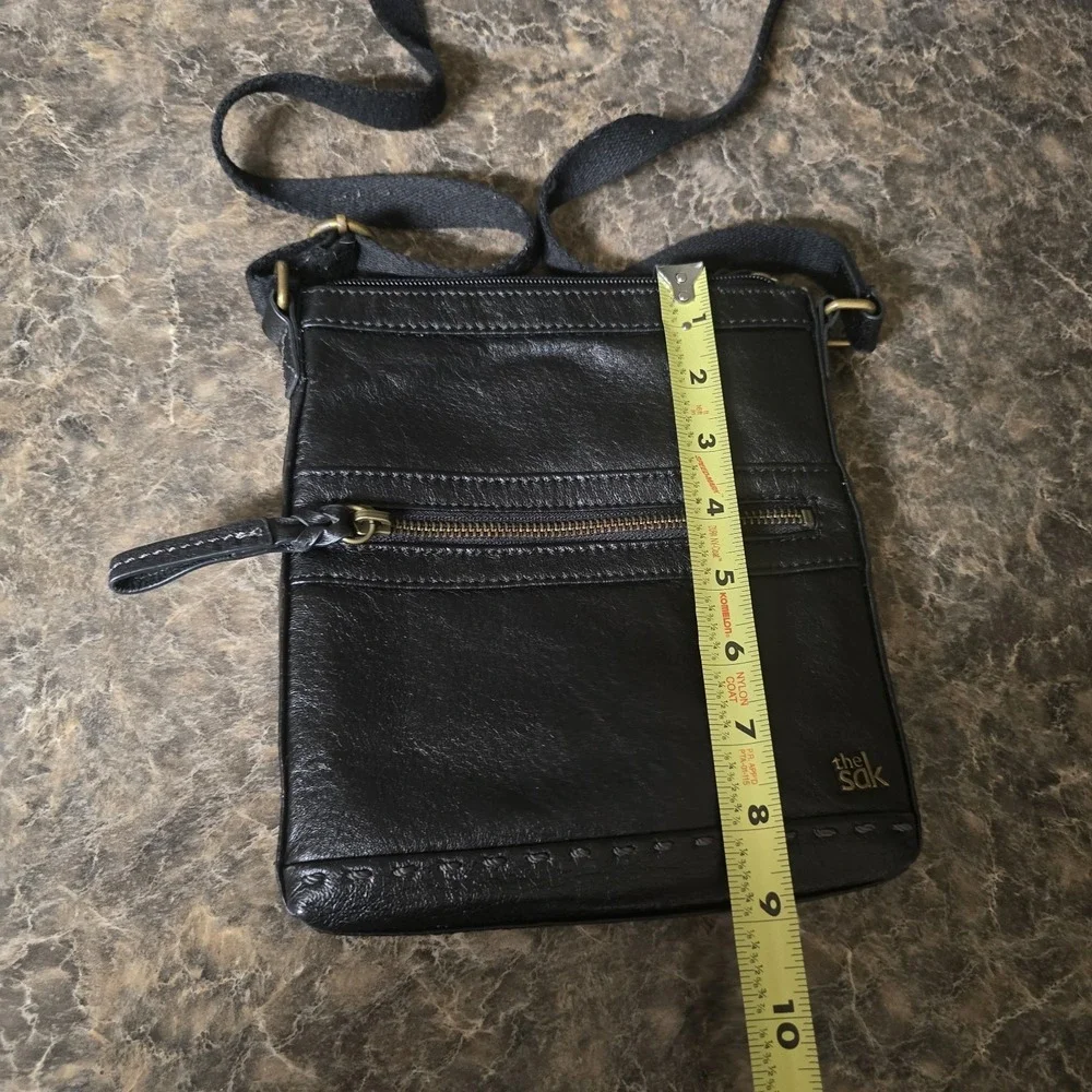 The Sak Leather Shoulder Bag, Black, Mini Fabric Strap Outside/Inside Pockets‎